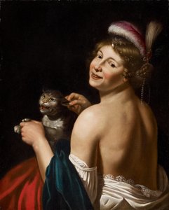 猫の耳で花魁を引く 作： Workshop of Jan van Bijlert